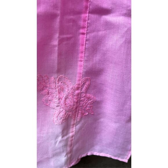 PINK TIE DYE SEMI SHEER COTTON CAFTAN COVERUP EMBROIDERED LONG KURTA TOP L/XL - Picture 8 of 15